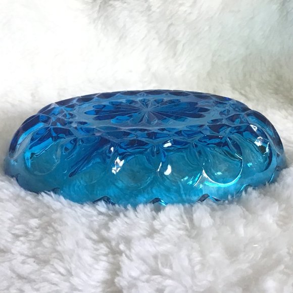 VTG Indiana Blue Glass Oval Divided Dish - Picture 5 of 5